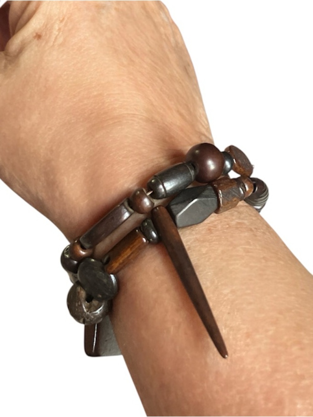 The King Crab - Handmade Brown Carved  Natural Buffalo Beads Bracelet OSFM